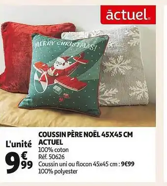 Auchan Coussin père noël 45x45 cm actuel offre