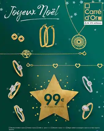 Cora x Carrefour Boucles d'oreilles or jaune, créoles or jaune, collier or jaune, bracelet or jaune, bague solitaire accompagné or jaune ou or offre