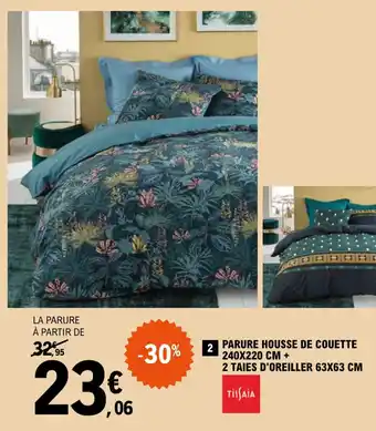 E.Leclerc Parure Housse De Couette 240x220 cm+ 2 taies D'Oreiller 63x63 cm offre