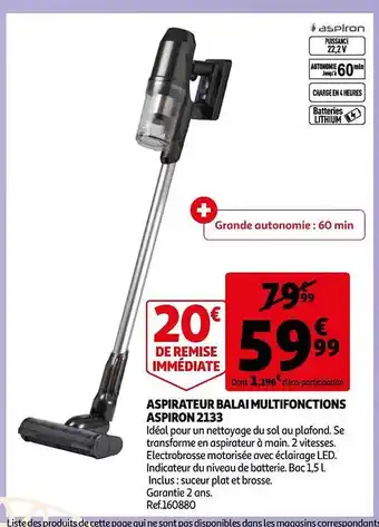Auchan Aspirateur balai multifonctions aspiron 2133 offre