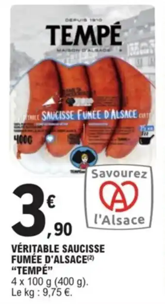 Véritable saucisse fumée d'alsace "TEMPÉ"