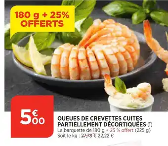 Bi1 Queues de Crevettes Cuites Partiellement Décortiquées offre
