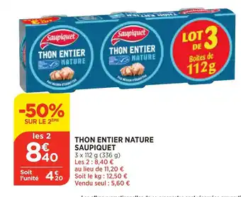 Bi1 Thon Entier Nature Saupiquet offre