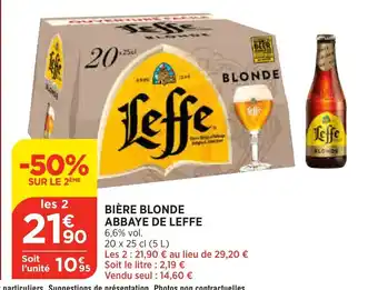 Bi1 Bière Blonde Abbaye de Leffe offre