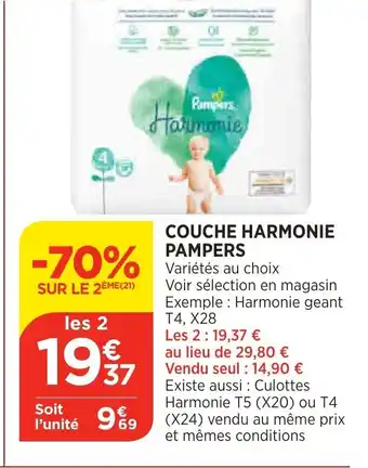 Bi1 Couche Harmonie Pampers offre
