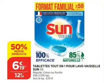 Bi1 Tablettes Tout en 1 Pour Lave-Vaisselle Sun offre