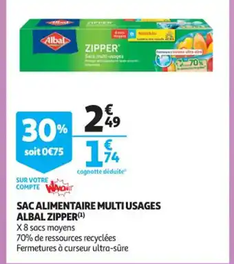 Auchan Sac Alimentaire Multi Usages Albal Zipper offre