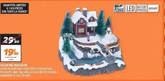 Netto Village noël multicoloré scène de noël avec multi led et mouvement, fonctionne avec des piles de type aa x3 incluses, adaptat offre