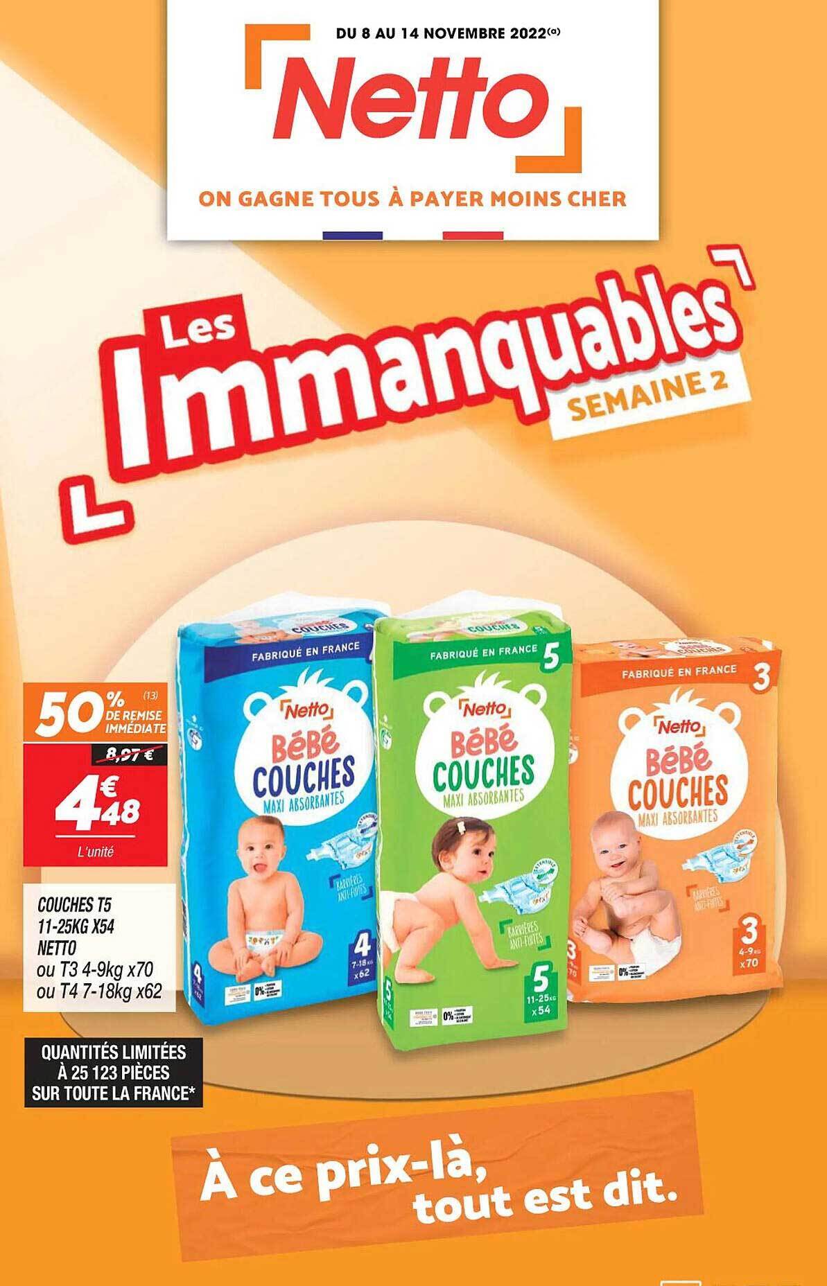 Promo Couches t5 1125 kg x54 netto chez Netto