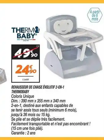 Netto Rehausseur de chaise évolutif 2-en-1 thermobaby offre