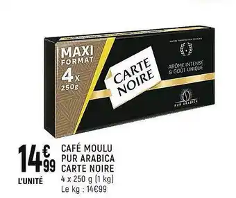 Spar Café moulu pur arabica carte noire offre