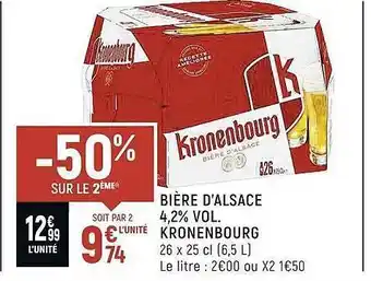 Spar Bière d'alsace 4,2% vol. kronenbourg offre