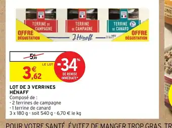 Intermarché Hyper Lot de 3 Verrines Henaff offre