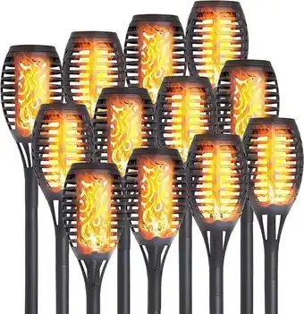 Deco express lampe solaire exterieur jardin torche led effet flamme (lot de 12)