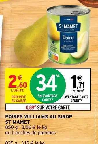 Intermarché Poires Williams Au Sirop St Mamet offre