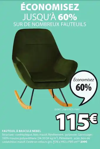 JYSK Fauteuil a Bascule Nebel offre