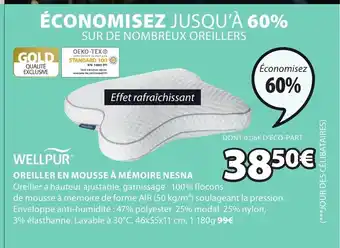 JYSK Oreiller En Mousse A Mempore Nesna offre