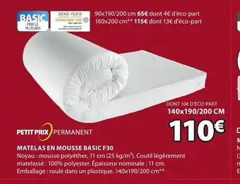 JYSK Matelas En Mousse Basic F30 offre