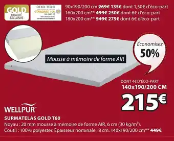 JYSK Surmatelas Gold T60 offre