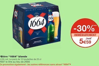 Monoprix 1664 bière blonde offre