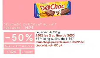 Monoprix Delacre délichoc chocolat au lait offre