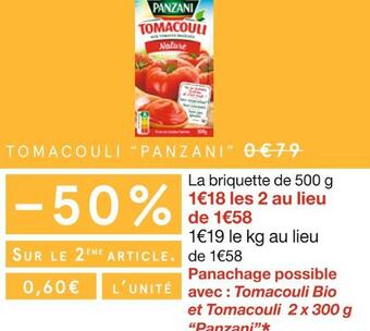 Monoprix Panzani tomacouli offre