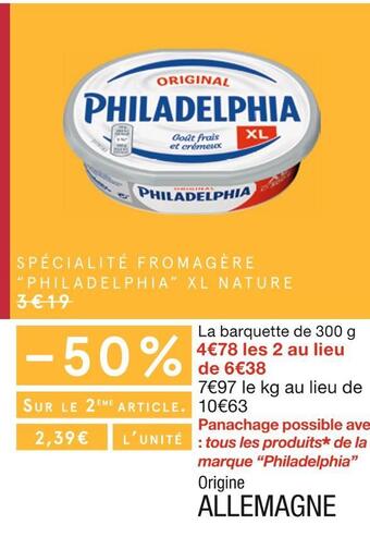 Monoprix Philadelphia spécialité fromagère xl nature offre