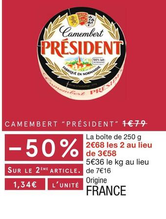 Monoprix Président camembert offre