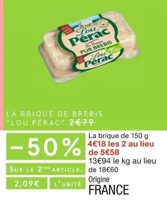 Monoprix Lou pérac la brique de brebis offre
