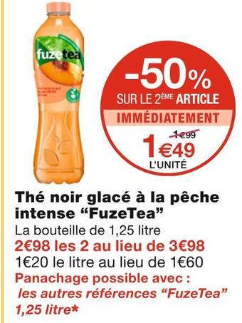 Monoprix Fuzetea thé noir glacé à la pêche intense offre