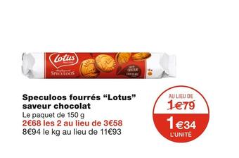 Monoprix Lotus speculoos fourrés saveur chocolat offre