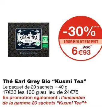 Monoprix Kusmi tea thé earl grey bio offre