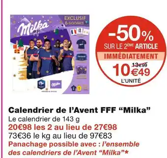 Monoprix Milka calendrier de l’avent fff offre