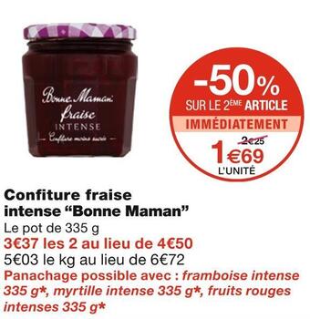 Monoprix Bonne maman confiture fraise intense offre