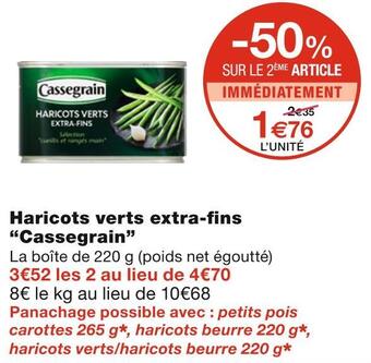 Monoprix Cassegrain haricots verts extra-fins offre