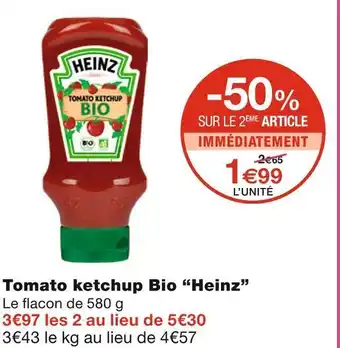 Monoprix Heinz tomato ketchup bio offre