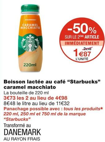 Monoprix Starbucks boisson lactée au café caramel macchiato offre
