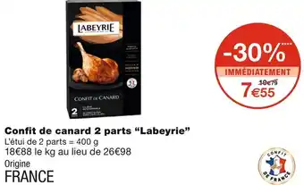 Monoprix Labeyrie confit de canard 2 parts offre