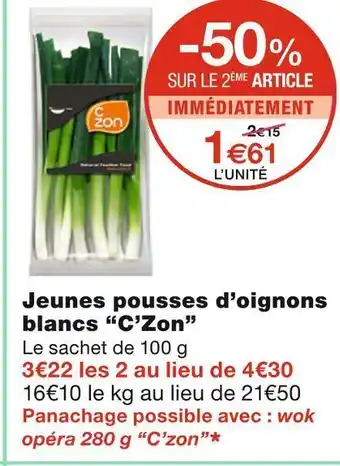 Monoprix C’zon jeunes pousses d’oignons blancs offre