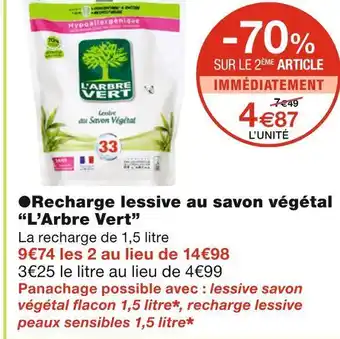 L’arbre vert recharge lessive au savon végétal