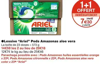 Monoprix Ariel lessive pods amazonas aloe vera offre