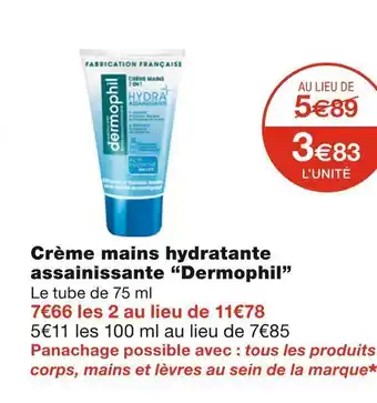 Monoprix Dermophil crème mains hydratante assainissante offre