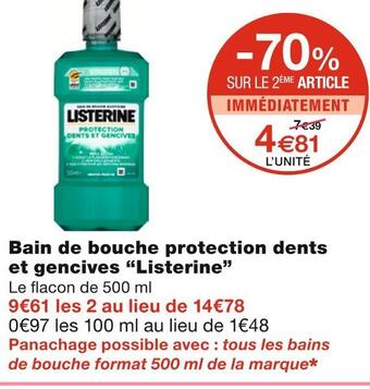Listerine bain de bouche protection dents et gencives