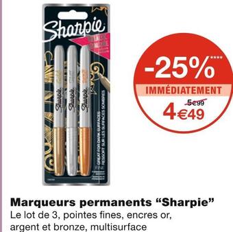 Monoprix Sharpie marqueurs permanents offre