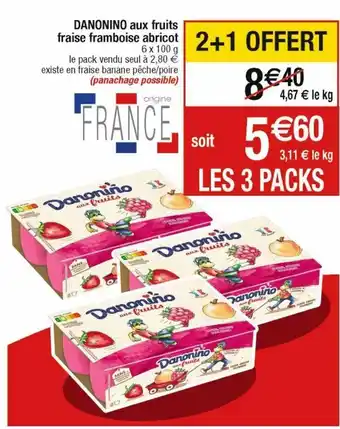 Cora x Carrefour Danonino aux fruits fraise framboise abricot offre