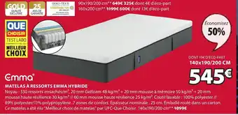 JYSK Matelas A Ressorts Emma Hybride offre