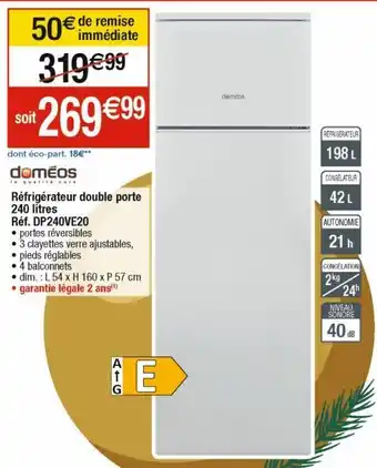 Réfrigérateur double porte doméos