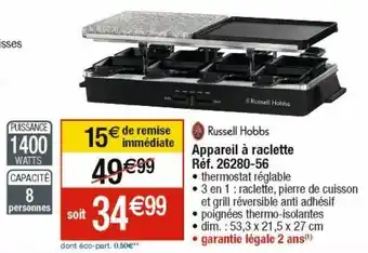 Appareil Ă raclette russell hobbs