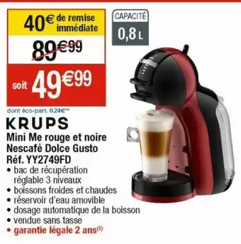 Cora x Carrefour Mini me rouge et noire nescafé dolce gusto krups offre