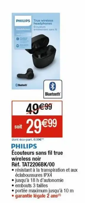 Cora x Carrefour Écouteurs sans fil true wireless noir philips offre